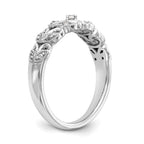 14K White Gold Leaf Design 1/10 carat Complete Diamond Band