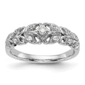 14K White Gold Leaf Design 1/10 carat Complete Diamond Band