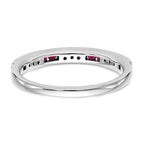 14k White Gold 1/20 carat Diamond and Ruby Complete Wedding Band