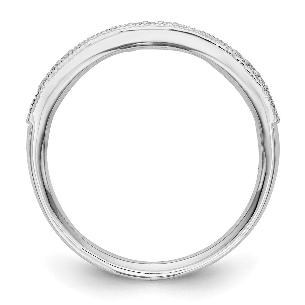 14k White Gold 1/20 carat Diamond and Sapphire Complete Wedding Band