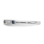 14k White Gold 1/20 carat Diamond and Sapphire Complete Wedding Band