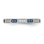 14k White Gold 1/20 carat Diamond and Sapphire Complete Wedding Band