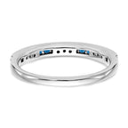 14k White Gold 1/20 carat Diamond and Sapphire Complete Wedding Band