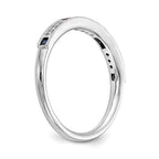 14k White Gold 1/20 carat Diamond and Sapphire Complete Wedding Band
