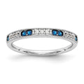14k White Gold 1/20 carat Diamond and Sapphire Complete Wedding Band