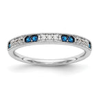 14k White Gold 1/20 carat Diamond and Sapphire Complete Wedding Band