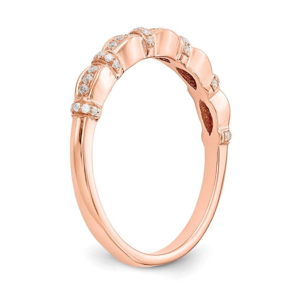 14K Rose Gold 1/6 carat Diamond Complete Wedding Band