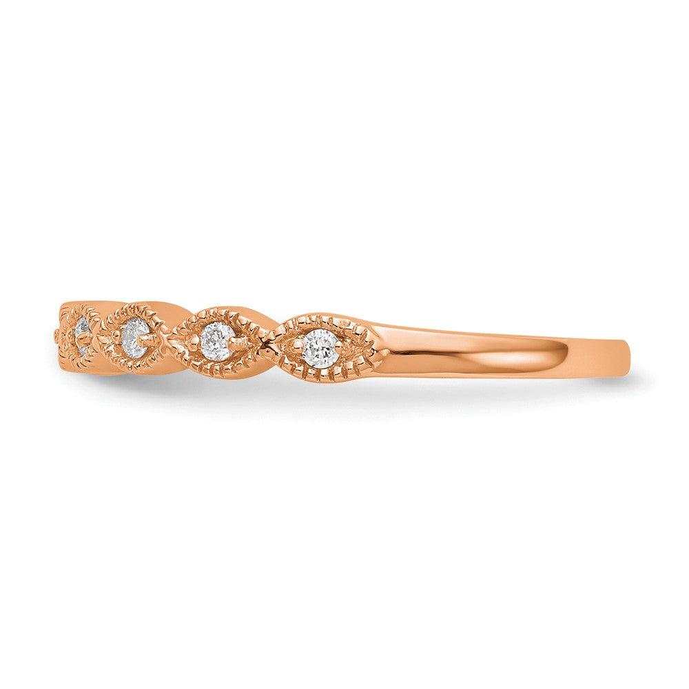 14K Rose Gold 1/10 carat Diamond Complete Wedding Band