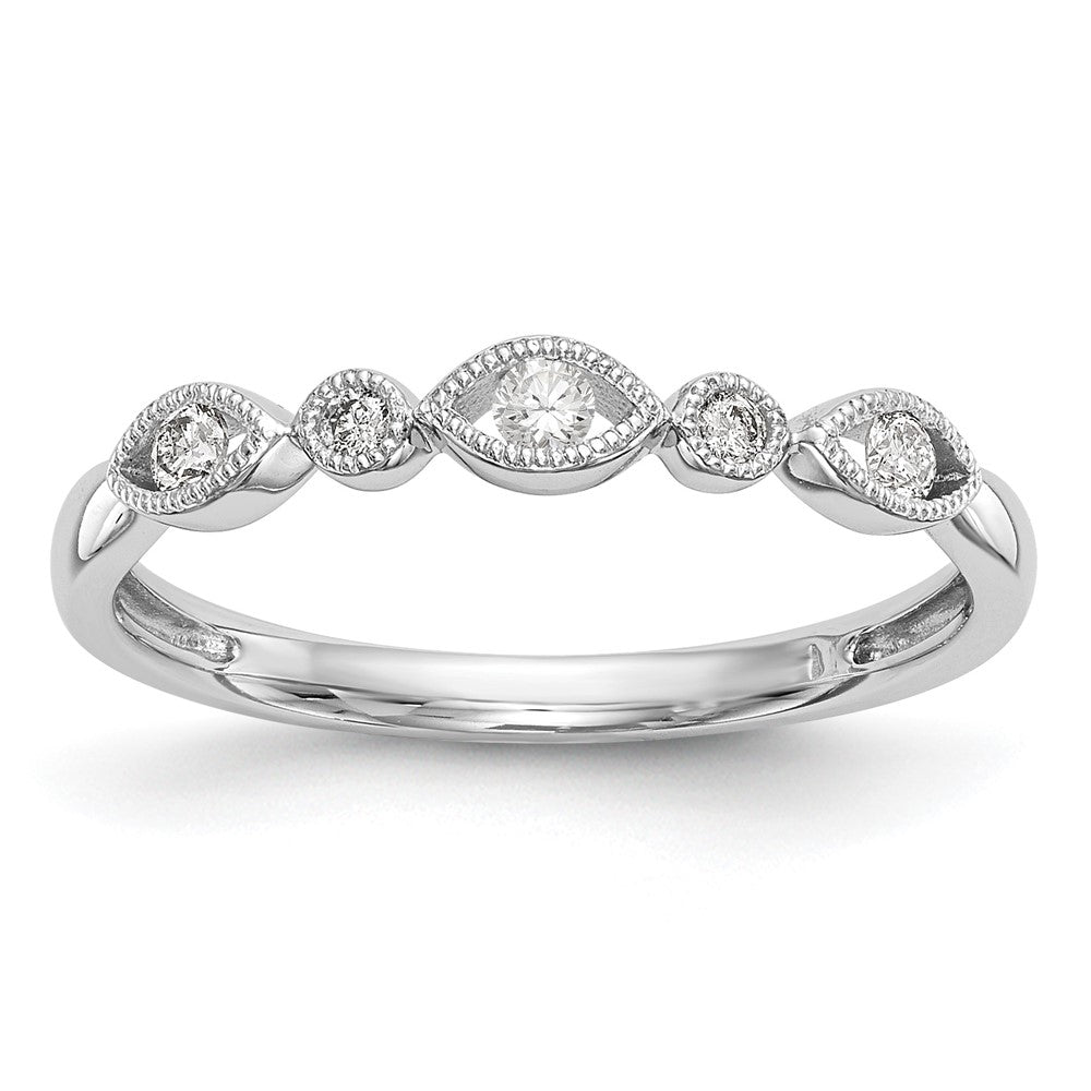 14K White Gold Twist 1/8 carat Diamond Complete Wedding Band