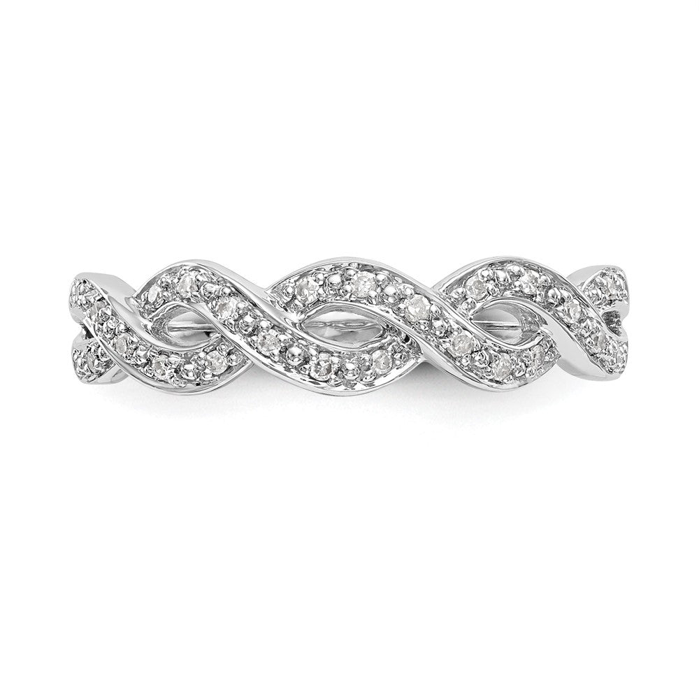 14K White Gold Twist Design 1/10 carat Complete Diamond Band