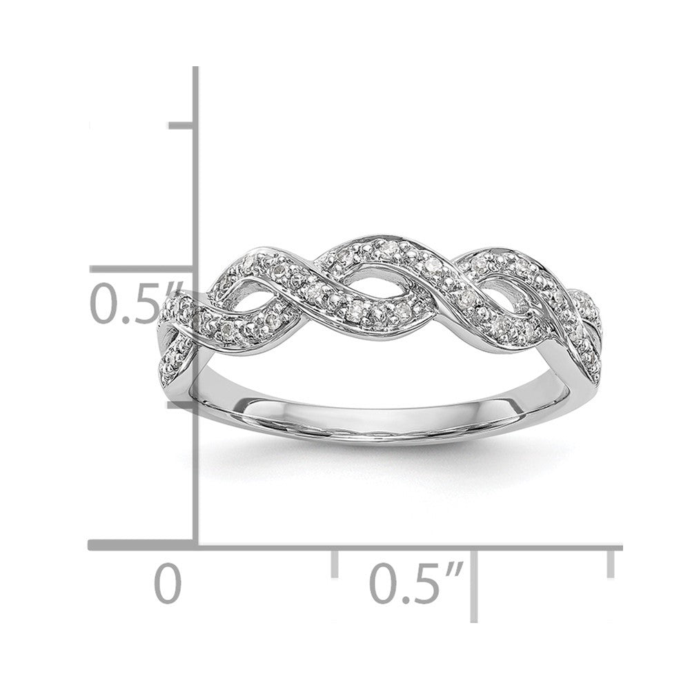14K White Gold Twist Design 1/10 carat Complete Diamond Band