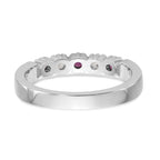14k White Gold 1/10 carat Diamond and Ruby Complete Band