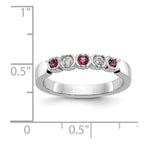 14k White Gold 1/10 carat Diamond and Ruby Complete Band