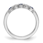 14k White Gold 1/10 carat Diamond and Blue Sapphire Complete Band