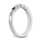 14k White Gold 1/10 carat Diamond and Blue Sapphire Complete Band