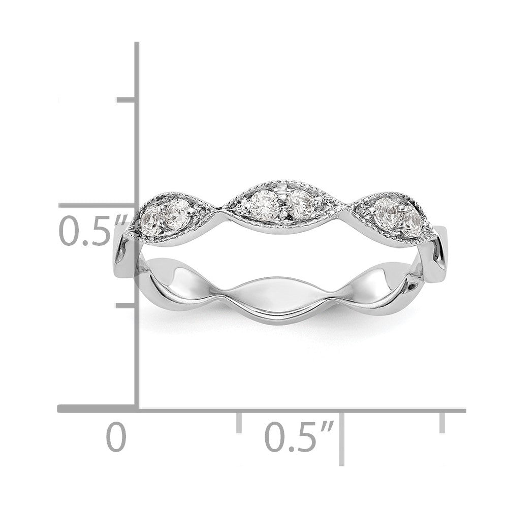 14K White Gold Twist 1/5 carat Diamond Complete Wedding Band