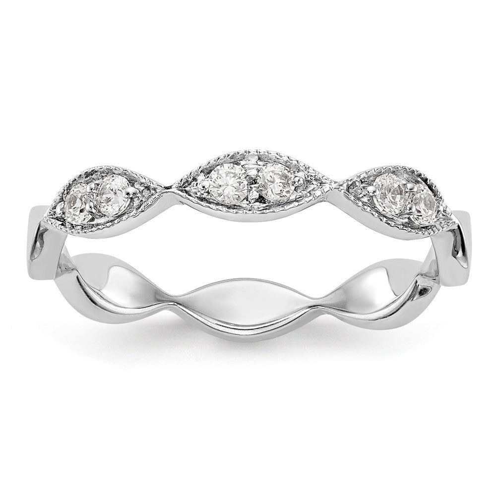 14K White Gold Twist 1/5 carat Diamond Complete Wedding Band
