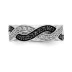 14K White Gold Twist Design 1/3 carat Black and White Diamond Complete Band