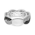 14K White Gold Twist Design 1/3 carat Black and White Diamond Complete Band