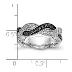 14K White Gold Twist Design 1/3 carat Black and White Diamond Complete Band
