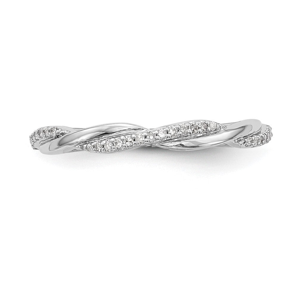 14K White Gold Twist Design 1/8 carat Complete Diamond Band