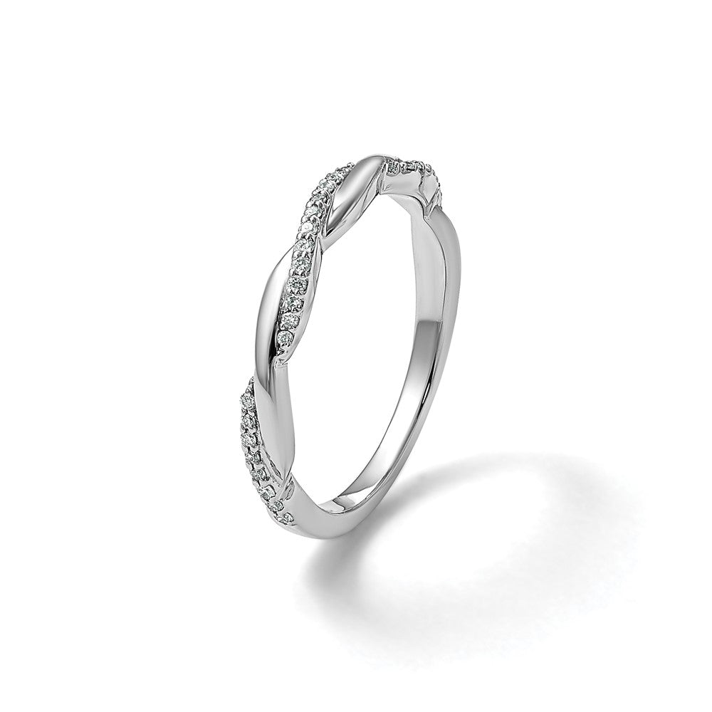 14K White Gold Twist Design 1/8 carat Complete Diamond Band
