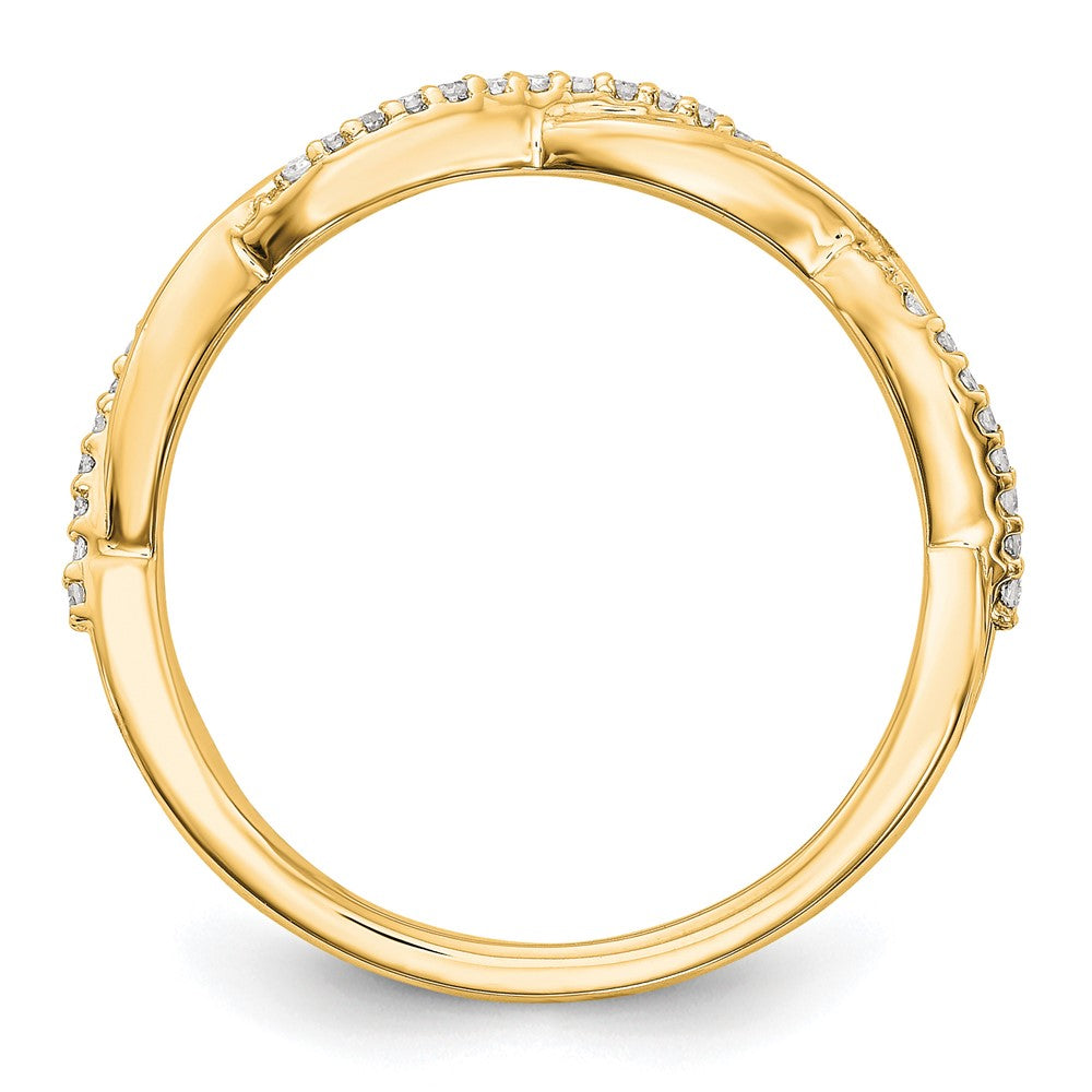 14K Yellow Gold Twist Design 1/8 carat Complete Diamond Band