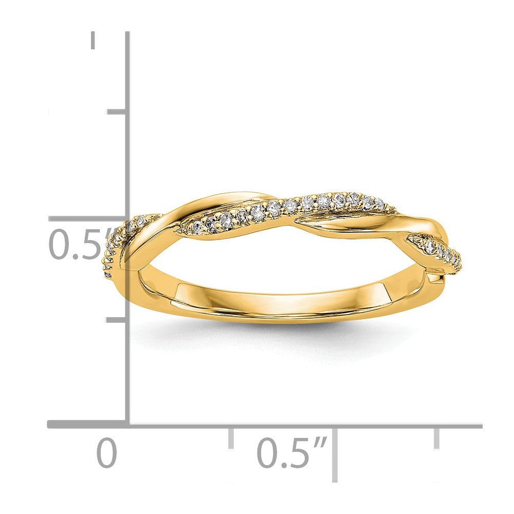 14K Yellow Gold Twist Design 1/8 carat Complete Diamond Band