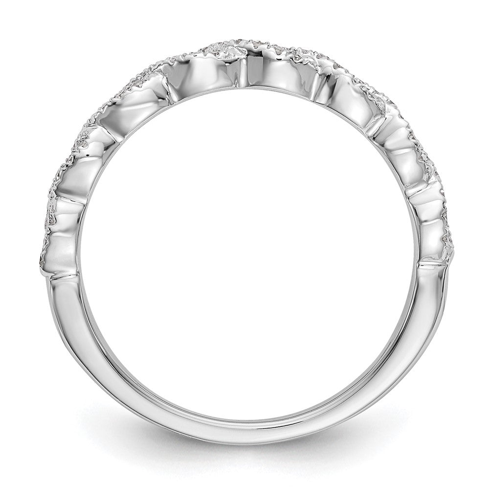 14K White Gold Twist Design 1/6 carat Complete Diamond Band