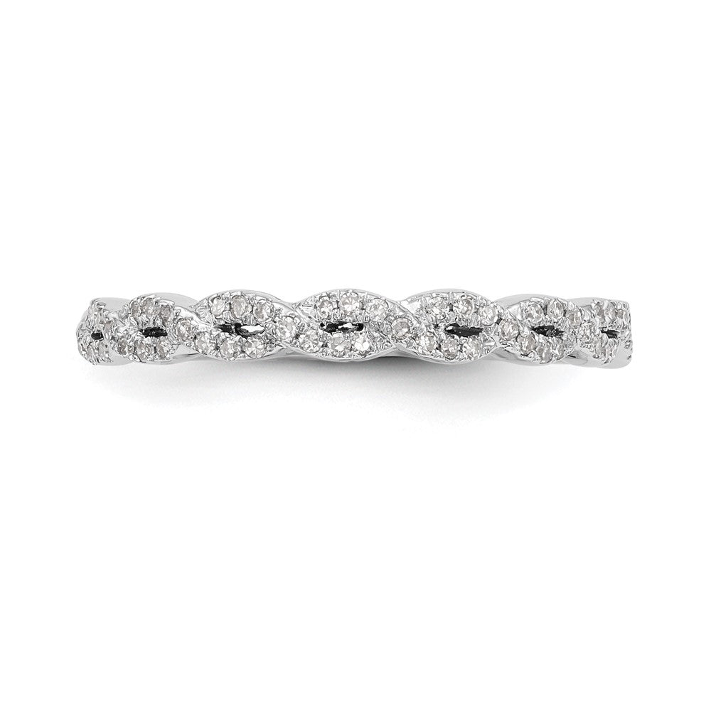 14K White Gold Twist Design 1/6 carat Complete Diamond Band