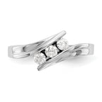 14K White Gold 3-Stone Bypass 1/3 carat Complete Diamond Ring