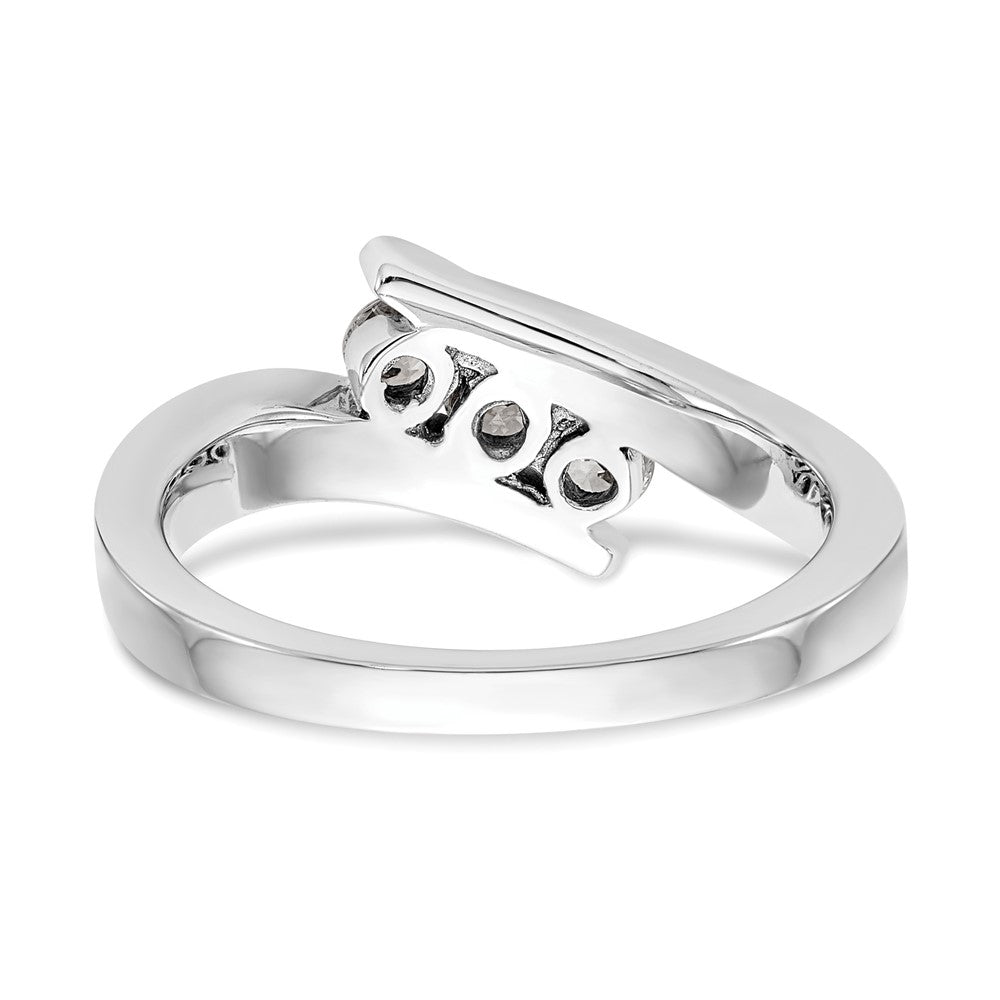 14K White Gold 3-Stone Bypass 1/3 carat Complete Diamond Ring