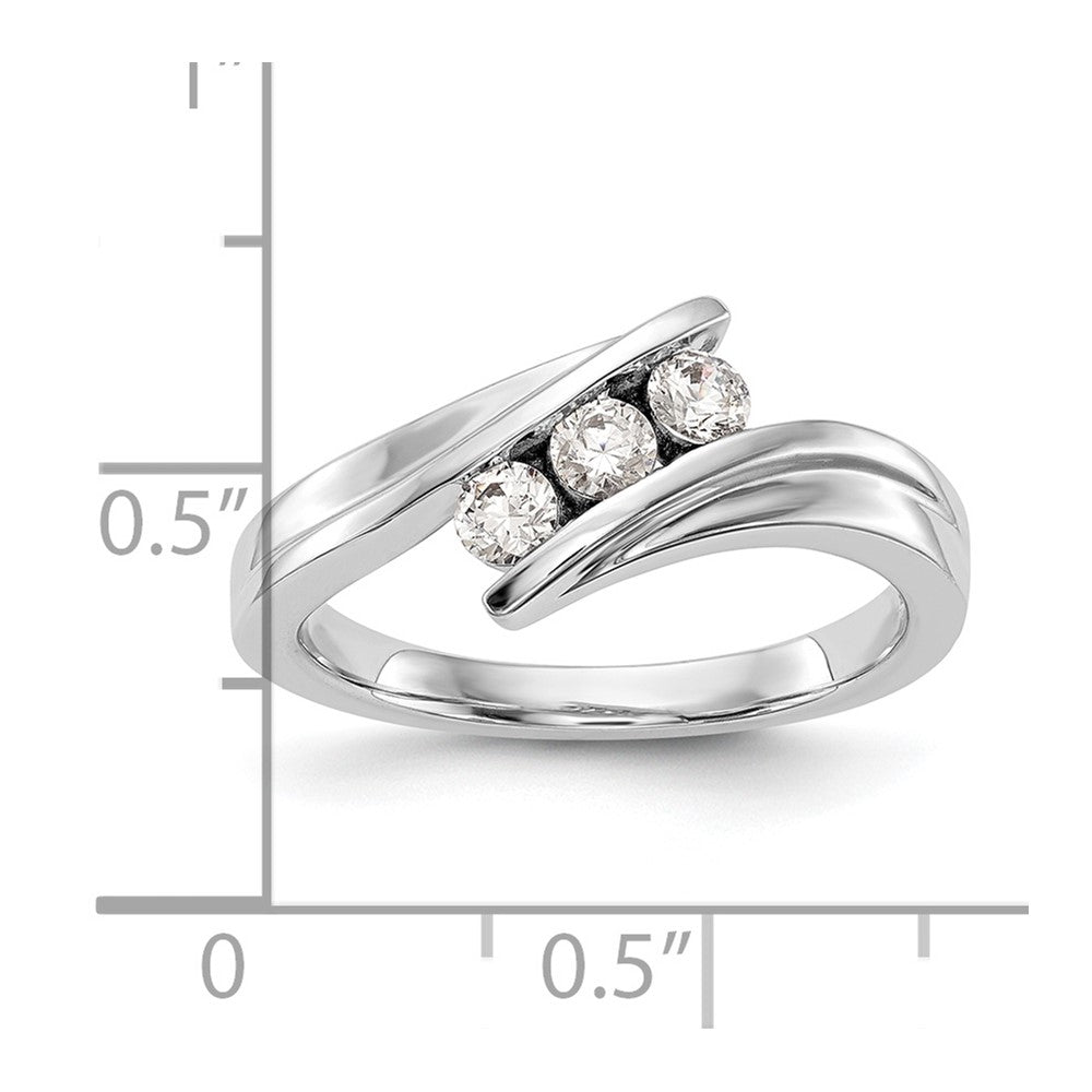 14K White Gold 3-Stone Bypass 1/3 carat Complete Diamond Ring