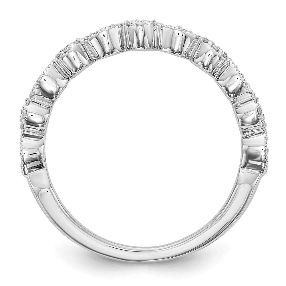14K White Gold Fancy 1/6 carat Diamond Complete Wedding Band