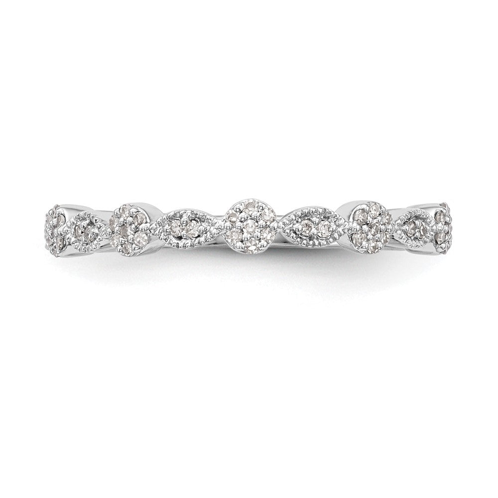 14K White Gold Fancy 1/6 carat Diamond Complete Wedding Band