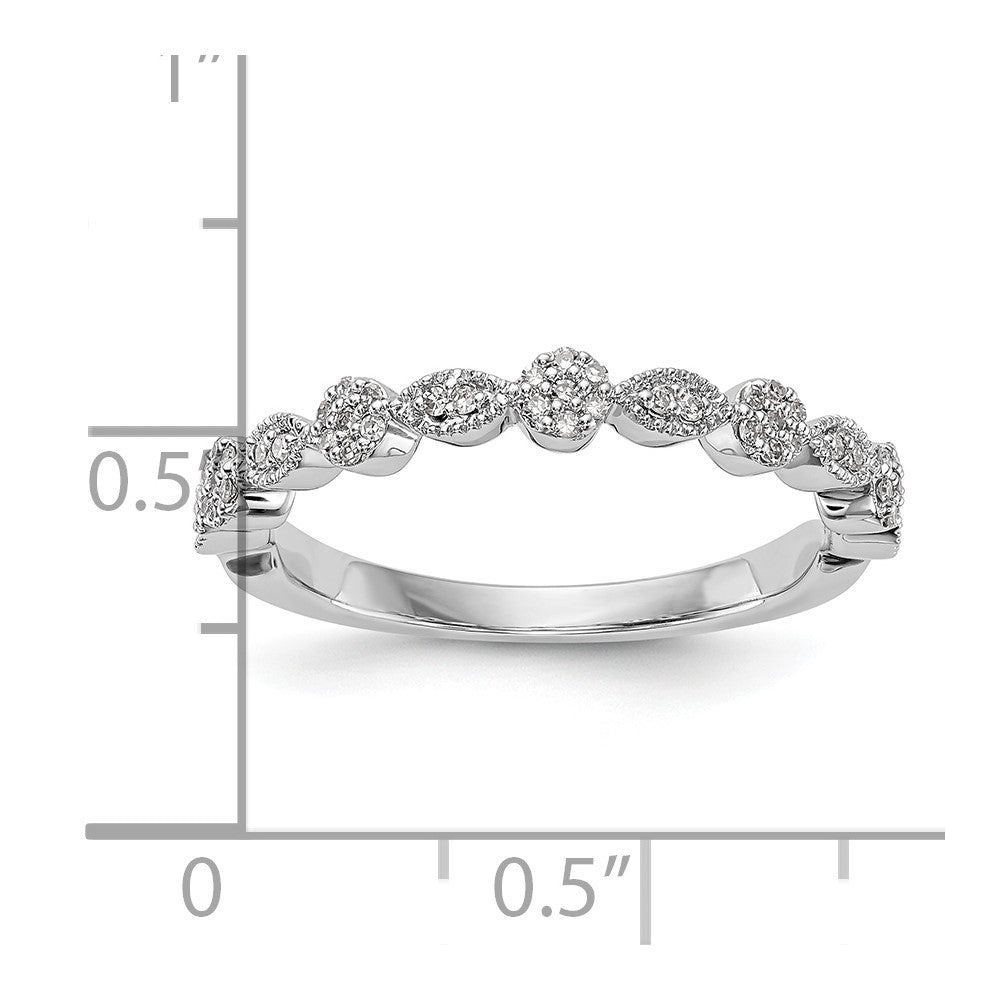 14K White Gold Fancy 1/6 carat Diamond Complete Wedding Band