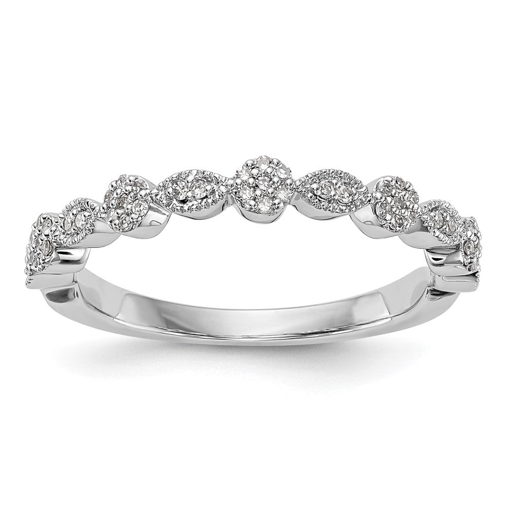 14K White Gold Fancy 1/6 carat Diamond Complete Wedding Band