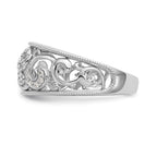 14K White Gold Swirled 1/6 carat Complete Diamond Band