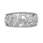 14K White Gold Swirled 1/6 carat Complete Diamond Band