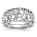 14K White Gold Swirled 1/6 carat Complete Diamond Band