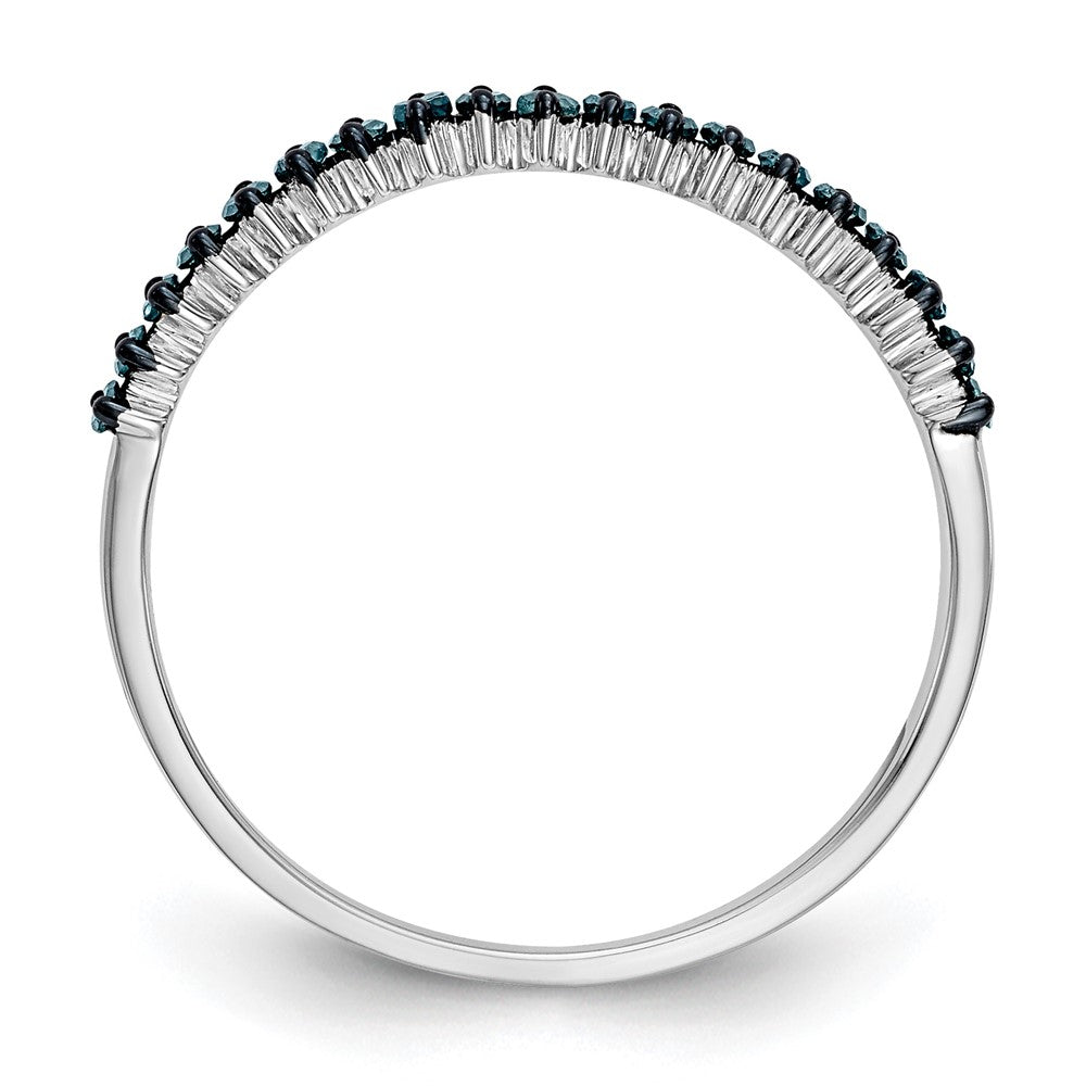 14K White Gold 1/6 carat Blue Diamond Complete Band