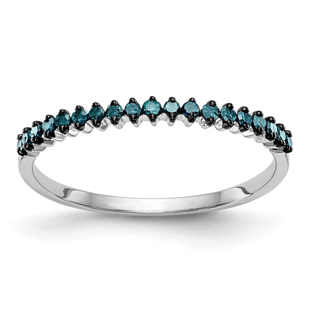 14K White Gold 1/6 carat Blue Diamond Complete Band