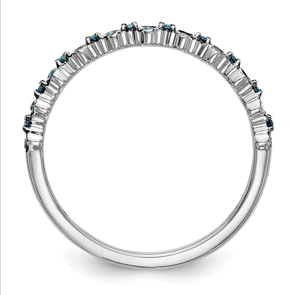 14K White Gold 1/10 carat Blue Diamond Complete Band