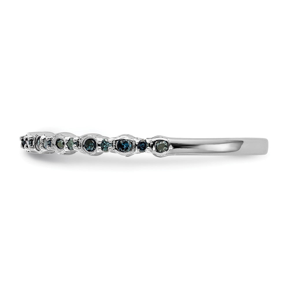 14K White Gold 1/10 carat Blue Diamond Complete Band