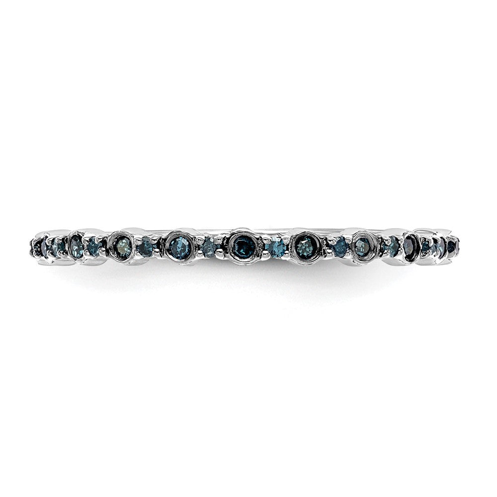14K White Gold 1/10 carat Blue Diamond Complete Band