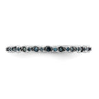 14K White Gold 1/10 carat Blue Diamond Complete Band