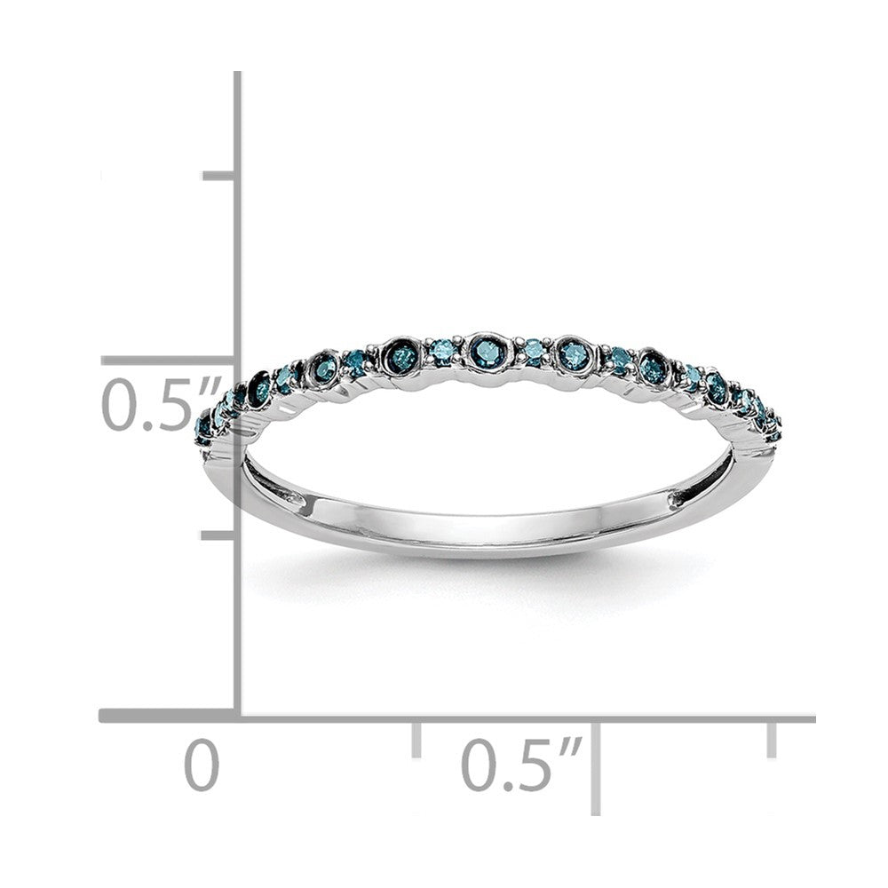 14K White Gold 1/10 carat Blue Diamond Complete Band