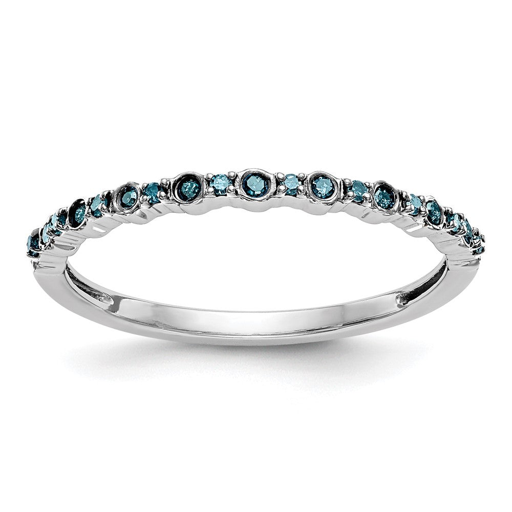 14K White Gold 1/10 carat Blue Diamond Complete Band