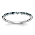 14K White Gold 1/10 carat Blue Diamond Complete Band