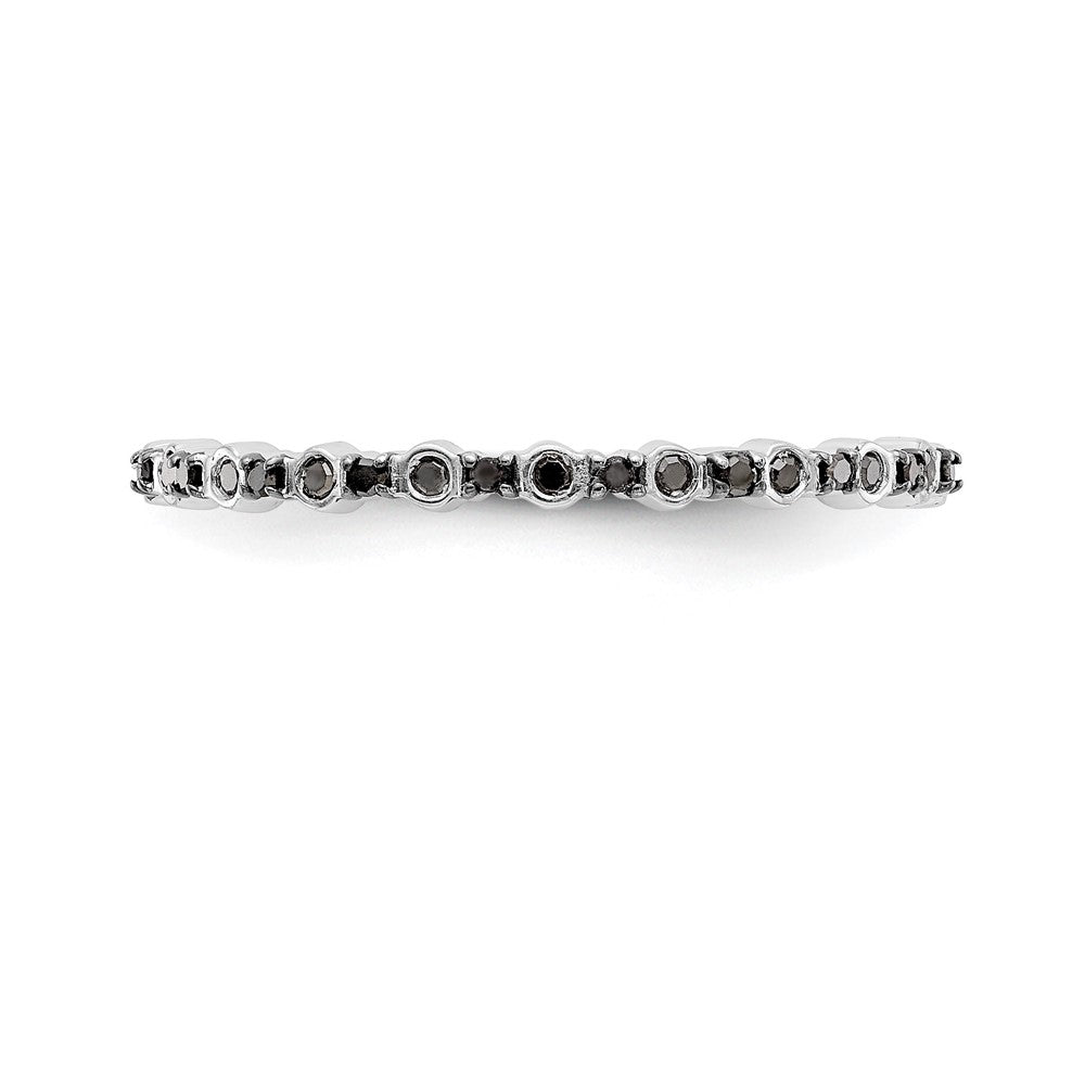 14K White Gold 1/10 carat Black Diamond Complete Band
